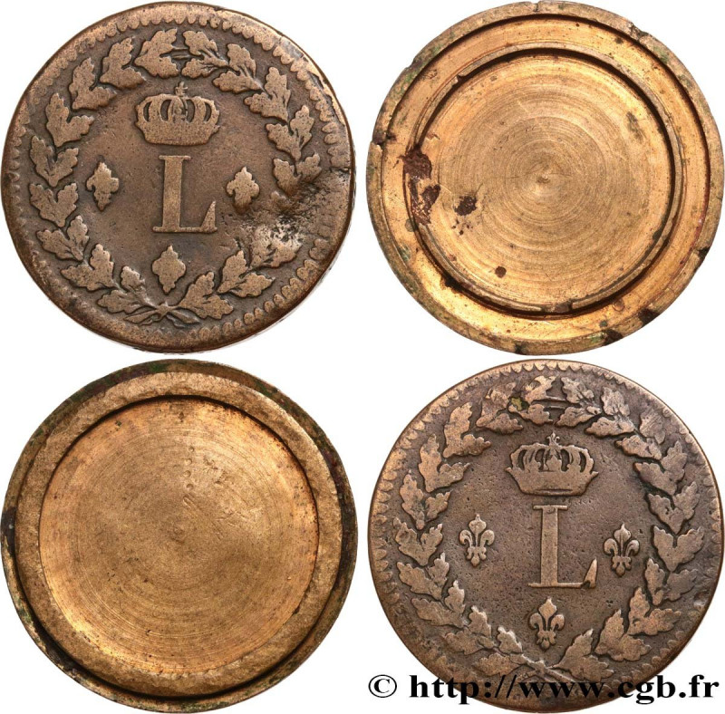 LOUIS XVIII
Type : Un décime à l’L couronnée, transformé en boîte de forçat 
Dat...