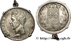 CHARLES X
Type : 5 francs Charles X, 1er type, monté en pendentif 
Date : 1826 
Mint name / Town : Lille 
Quantity minted : 3581450 
Metal : silver 
M...