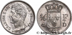 CHARLES X
Type : 1/4 franc Charles X 
Date : 1826 
Mint name / Town : Lyon 
Quantity minted : 13082 
Metal : silver 
Millesimal fineness : 900  ‰
Diam...