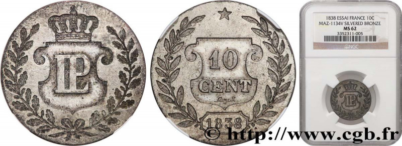 LOUIS-PHILIPPE I
Type : Essai de 10 centimes en bronze 
Date : 1838 
Metal : sil...