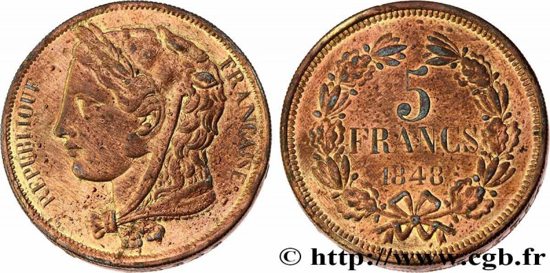 II REPUBLIC
Type : Concours de 5 francs, piéfort de Gayrard 
Date : 1848 
Mint n...