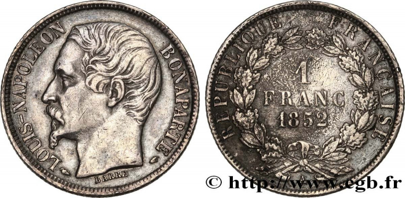 II REPUBLIC
Type : 1 franc Louis-Napoléon 
Date : 1852 
Mint name / Town : Paris...