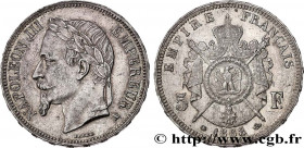 SECOND EMPIRE
Type : 5 francs Napoléon III, tête laurée 
Date : 1868 
Mint name / Town : Paris 
Quantity minted : 6520459 
Metal : silver 
Millesimal ...