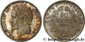 SECOND EMPIRE
Type : 50 centimes Napoléon III, tête nue 
Date : 1854 
Mint name / Town : Paris 
Quantity minted : 1038981 
Metal : silver 
Millesimal ...