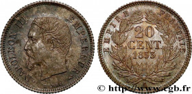 SECOND EMPIRE
Type : 20 centimes Napoléon III, tête nue 
Date : 1853 
Mint name / Town : Paris 
Quantity minted : 679863 
Metal : silver 
Millesimal f...