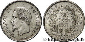 SECOND EMPIRE
Type : 20 centimes Napoléon III, tête nue 
Date : 1857 
Mint name / Town : Paris 
Quantity minted : 839515 
Metal : silver 
Millesimal f...
