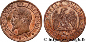 SECOND EMPIRE
Type : Cinq centimes Napoléon III, tête nue 
Date : 1853 
Mint name / Town : Marseille 
Quantity minted : 1.866.267 
Metal : bronze 
Dia...
