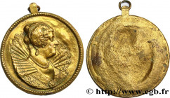 MARIE DE' MEDICI
Type : Médaille uniface, Marie de Médicis 
Date : n.d. 
Metal : gilt copper 
Diameter : 98  mm
Weight : 146,7  g.
Edge : lisse 
Punch...