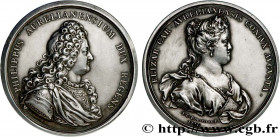 LOUIS XV THE BELOVED
Type : Médaille, Philippe d’Orléans et Elisabeth 
Date : (c.1715-1716) 
Date : (1718) 
Metal : silver 
Diameter : 59,5  mm
Engrav...