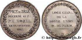 FREEMASONRY
Type : Médaille, Prix de zèle, Loge de la Bonne Union, Orient de Paris 
Date : 1827 
Metal : silver 
Diameter : 41  mm
Weight : 33,06  g.
...