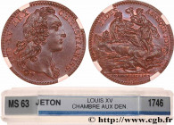 CHAMBRE AUX DENIERS
Type : Louis XV 
Date : 1746 
Metal : red copper 
Diameter : 28,68  mm
Orientation dies : 6  h.
Weight : 7,17  g.
Edge : lisse 
Ob...