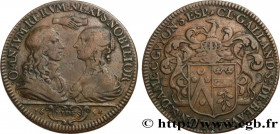 ILE DE FRANCE - TOWNS AND GENTRY
Type : Claude GALLAND, échevin de Paris et Catherine Guyon, son épouse 
Date : 1654 
Metal : red copper 
Diameter : 2...