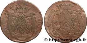 BRITTANY (GENTRY OF...)
Type : DUC D’AIGUILLON 
Date : n.d. 
Metal : copper 
Diameter : 31  mm
Orientation dies : 6  h.
Weight : 9,69  g.
Obverse desc...
