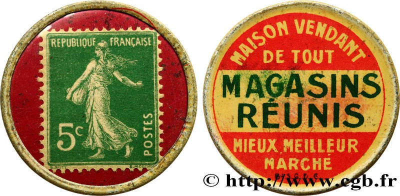 POSTAGE STAMPS AS CURRENCY
Type : Timbre 5 Centimes 
Date : n.d. 
Metal : iron 
...