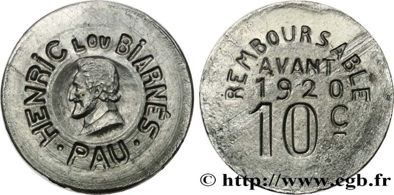 TOWNS AND TOWN HALLS
Type : 10 Centimes 
Date : n.d. 
Mint name / Town : Pau 
Me...