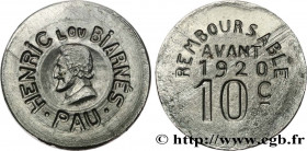 TOWNS AND TOWN HALLS
Type : 10 Centimes 
Date : n.d. 
Mint name / Town : Pau 
Metal : aluminium 
Diameter : 26  mm
Orientation dies : 12  h.
Weight : ...