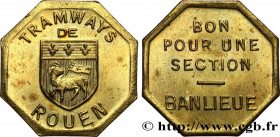 TRANSPORTS AND RAILWAYS
Type : BON POUR UNE SECTION BANLIEUE 
Date : n.d. 
Mint name / Town : Rouen 
Metal : brass 
Diameter : 26  mm
Orientation dies...