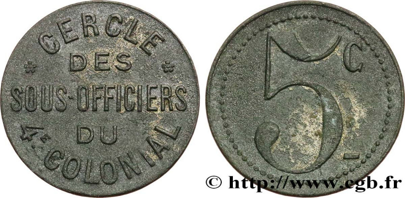 MILITARY JETONS, TOKENS AND COINS
Type : 5 CENTIMES 
Date : n.d. 
Mint name / To...