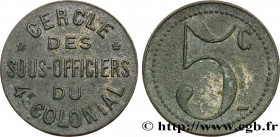 MILITARY JETONS, TOKENS AND COINS
Type : 5 CENTIMES 
Date : n.d. 
Mint name / Town : TOULON 
Metal : zinc 
Diameter : 21,5  mm
Orientation dies : 12  ...