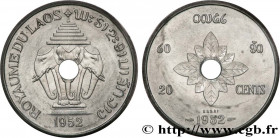 LAOS
Type : Essai Piefort de 20 Cents 
Date : 1952 
Mint name / Town : Paris 
Quantity minted : 104 
Metal : aluminium 
Diameter : 27  mm
Orientation ...