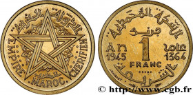 MOROCCO - FRENCH PROTECTORATE
Type : Essai Piefort de 1 Franc 
Date : 1945 
Mint name / Town : Paris 
Quantity minted : 104 
Metal : bronze-aluminium ...