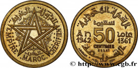 MOROCCO - FRENCH PROTECTORATE
Type : Essai de 50 Centimes 
Date : 1942 
Mint name / Town : Paris 
Quantity minted : 104 
Metal : bronze-aluminium 
Dia...