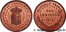 THIRD REPUBLIC - KINGDOM OF ARAUCANIA AND PATAGONIA - ORÉLIE-ANTOINE I 
Type : Dos centavos 2e type 
Date : 1874 
Metal : bronze 
Diameter : 30,5  mm
...