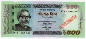 Bangladesh 500 Taka 2014 Specimen
P# 58ds; N# 209507; UNC