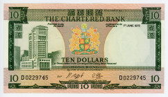 Hong Kong The Chartered Bank 10 Dollars 1975
P# 74b; N# 211034; #D0229745; UNC