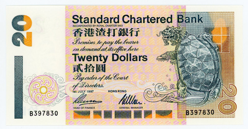 Hong Kong Standard Chartered Bank 20 Dollars 1997
P# 285b; N# 211321; # B397830...