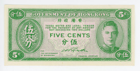 Hong Kong 5 Cents 1945 (ND)
P# 322; N# 205420; UNC