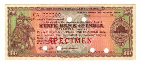 India Travel Cheque 100 Rupees 1970 (ND) Specimen
AUNC