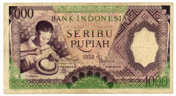 Indonesia 1000 Rupiah 1958
P# 62; N# 284928; # XSR36817; VF