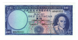 Macao 10 Patacas 1963
P# 50; # 4048355; UNC