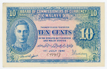 Malaya 10 Cents 1941 (1945)
P# 8; N# 208691; XF+