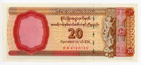 Myanmar 20 Dollars 1997 (ND)
P# FX4; N# 231564; # DA4140145; AUNC