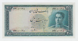 Iran 200 Rials 1951 AH 1330 (ND)
P# 51; # 66 / 80148; Sign. 1; "Mohammad Reza Pahlavi"; RARE!; UNC