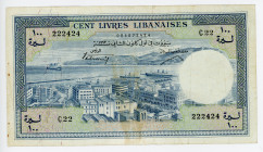 Lebanon 100 Livres 1963
P# 60a; N# 246126; #C22 222424; Fancy number; VF
