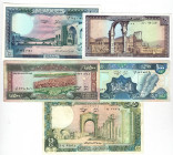 Lebanon Lot of 5 Banknotes 1988 - 1989
P# 63-69; VF-AUNC