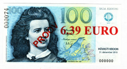 Estonia 100 Krooni 2010 Specimen
# 000074; Private issue, without watermark; UNC