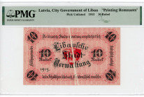 Latvia Libava 10 Roubles 1915 Error Banknote PMG
Kardakov# 4.6.29; "Printing Remnants"