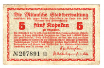 Latvia Mitau 5 Kopeks 1915
P# NL; 207891; VF+