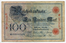 Germany - Empire 100 Mark 1898
P# 20a; N# 208845; # B 2912426; F with Pinholes