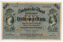 Germany - Empire Saxony-Albertine Sächsische Bank 100 Mark 1911 Notgeld
P# S952b; N# 209361; # K 334212; VF-XF