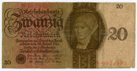 Germany - Weimar Republic 20 Reichsmark 1924
P# 176; N# 208945; # N6973495; F