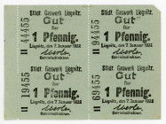 Germany - Weimar Republic Lower Silesia, Liegnitz Gaswerk 4 x 1 Pfennig 1922 Uncut Sheet
Tieste Va# 4080.35.10; N# 252713; XF