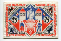 Germany - Weimar Republic Westphalia, Bielefeld 25 Mark 1921 Stoffgeld
Grabowski# 18c (with Stamp); GP 16d; N# 210103; Stadtsparkasse; AUNC