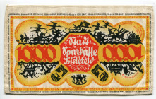 Germany - Weimar Republic Westphalia, Bielefeld 1000 Mark 1922 Stoffgeld
Grabowski# 57.1a (with Stamp); GP 25a; AUNC