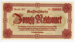 Germany - Third Reich Sudetenland & Lower Silesia 20 Reichsmark 1945
P# 187; N# 208959; # AU 030964; UNC