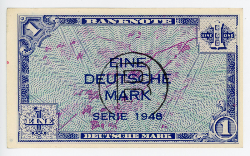 Germany - FRG 1 Deutsche Mark 1948
P# 2b; N# 204187; Stamped: B in circle; Firs...